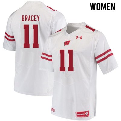 Women's Wisconsin Badgers NCAA #11 Stephan Bracey White Authentic Under Armour Stitched College Football Jersey OL31F14HB